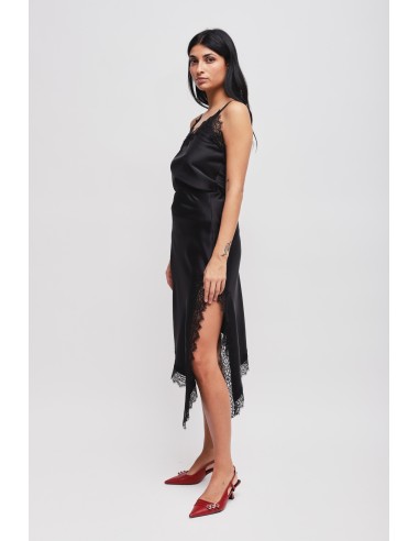 Jupe en satin avec bas asymétrique et dentelle Maryley