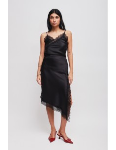 Jupe en satin avec bas asymétrique et dentelle Maryley