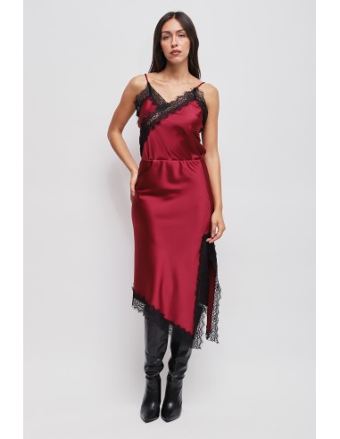 Jupe en satin avec bas asymétrique et dentelle Maryley