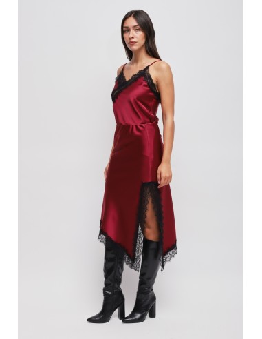 Jupe en satin avec bas asymétrique et dentelle Maryley