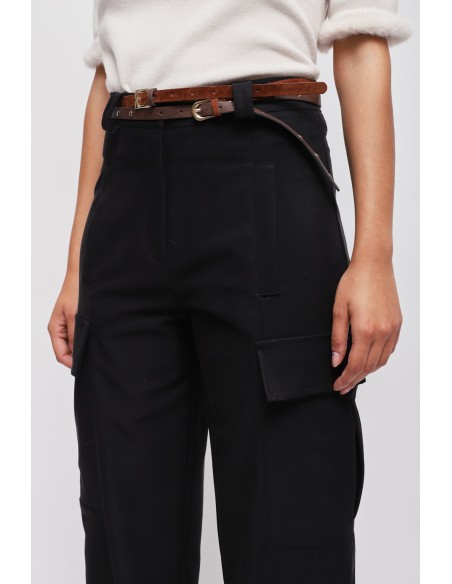 Maryley - Pantalon cargo à double ceinture