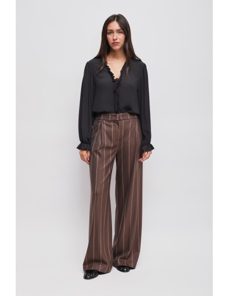 Maryley krijtstreep Palazzo-broek