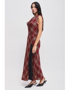 Robe à carreaux avec encolure drapée Maryley 2