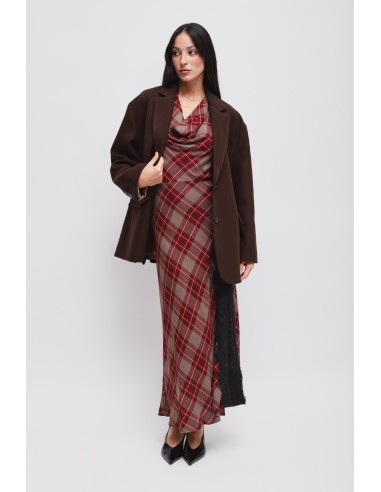 Robe à carreaux avec encolure drapée Maryley
