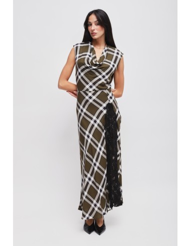 Robe à carreaux avec encolure drapée Maryley