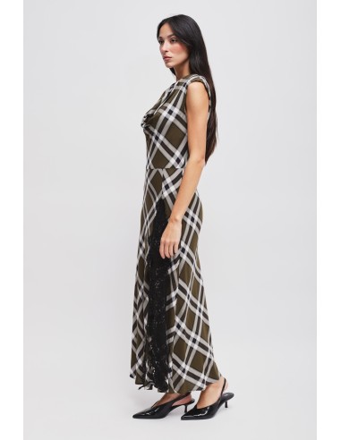 Robe à carreaux avec encolure drapée Maryley