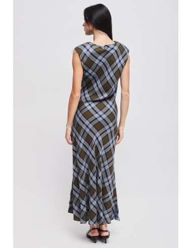 Robe à carreaux avec encolure drapée Maryley