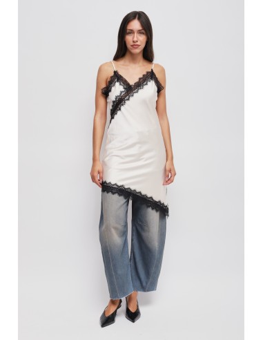 Robe satinée asymétrique en dentelle Maryley