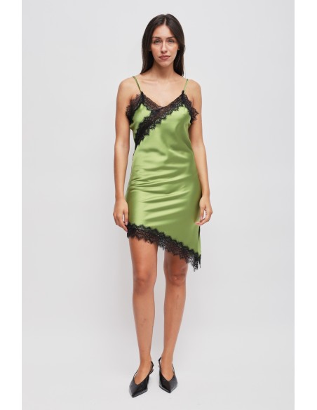 Robe satinée asymétrique en dentelle Maryley