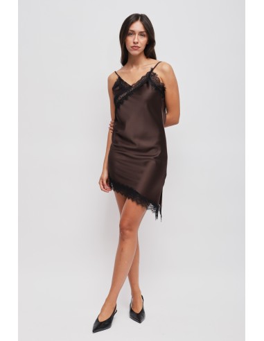 Robe satinée asymétrique en dentelle Maryley