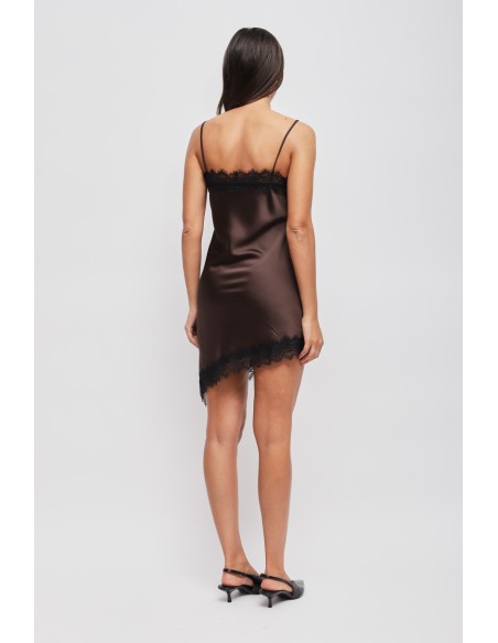 Robe satinée asymétrique en dentelle Maryley