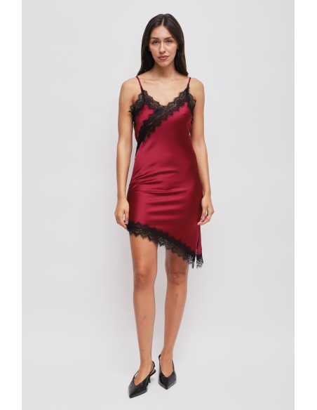 Robe satinée asymétrique en dentelle Maryley