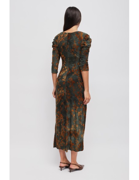 Robe longue à motifs en velours Maryley