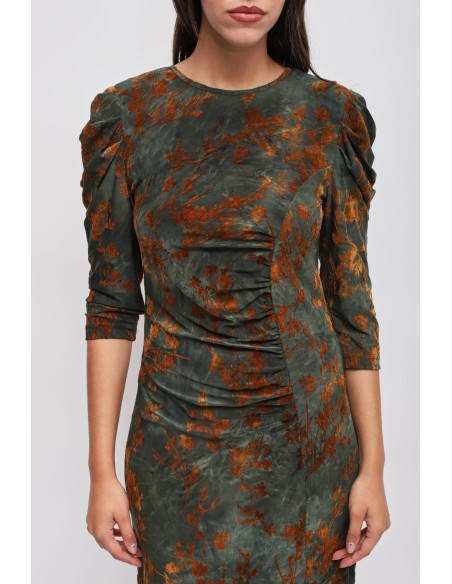 Robe longue à motifs en velours Maryley