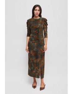 Robe longue à motifs en velours Maryley