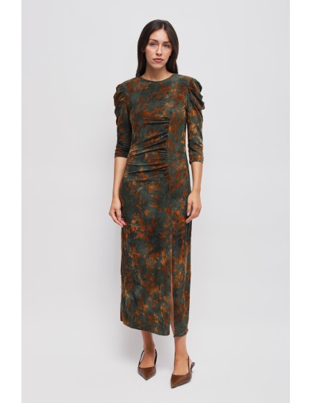 Robe longue à motifs en velours Maryley
