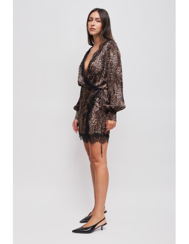 Robe portefeuille léopard en viscose Maryley