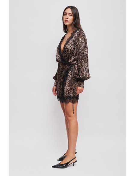 Leopardprint wikkeljurk van viscose van Maryley