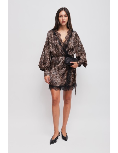 Robe portefeuille léopard en viscose Maryley