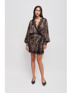 Leopardprint wikkeljurk van viscose van Maryley