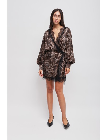 Robe portefeuille léopard en viscose Maryley