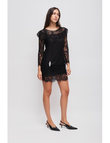Mini-robe en dentelle avec détail bijou Maryley