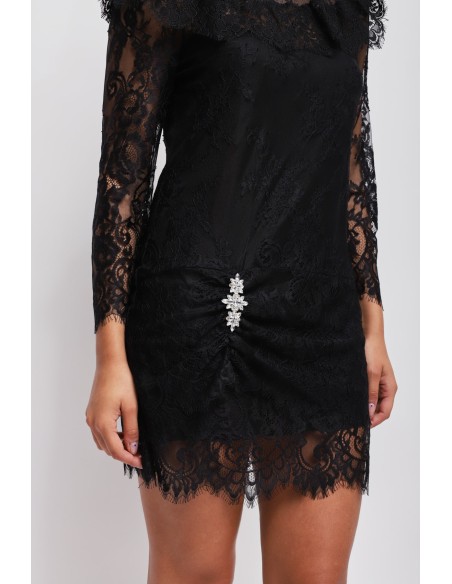 Mini-robe en dentelle avec détail bijou Maryley