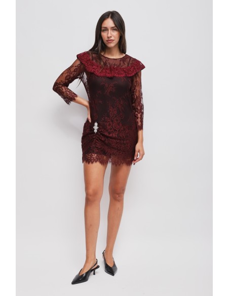 Mini-robe en dentelle avec détail bijou Maryley