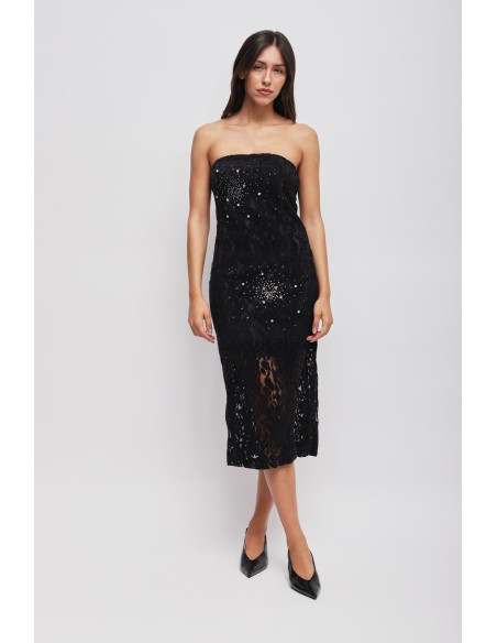 Robe bustier en dentelle avec strass Maryley