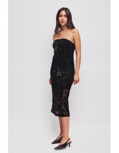 Straploze kanten jurk met strass-details van Maryley
