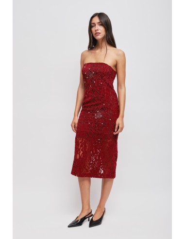 Robe bustier en dentelle avec strass Maryley