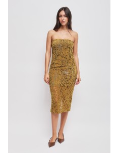 Straploze kanten jurk met strass-details van Maryley