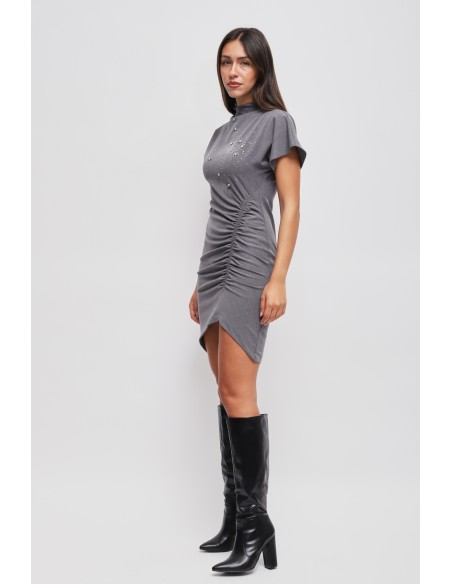 Robe courte drapée avec strass Maryley