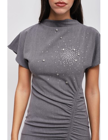 Robe courte drapée avec strass Maryley