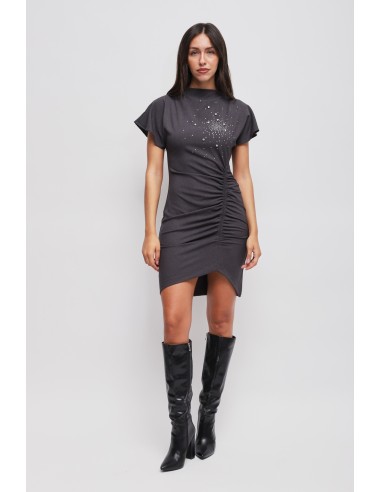 Robe courte drapée avec strass Maryley