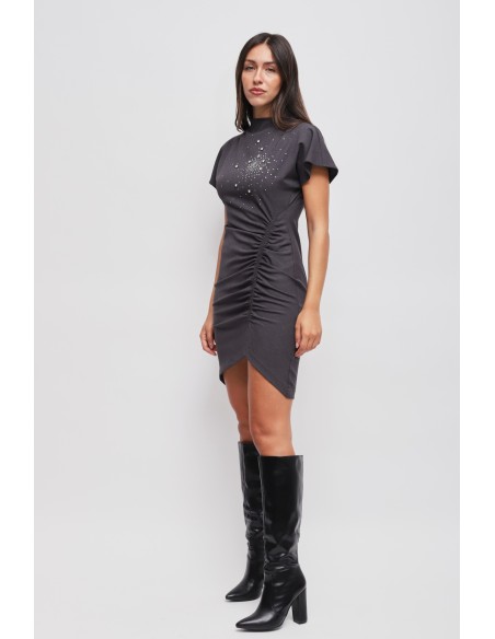 Robe courte drapée avec strass Maryley