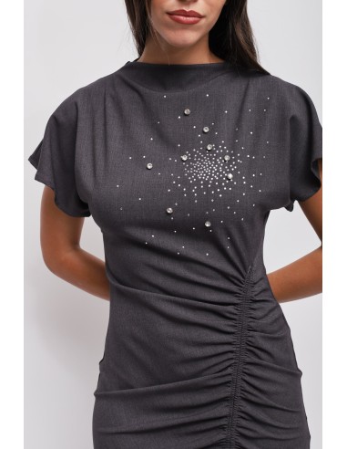 Robe courte drapée avec strass Maryley