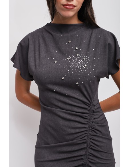 Robe courte drapée avec strass Maryley