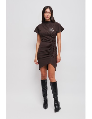 Robe courte drapée avec strass Maryley