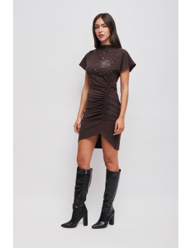 Robe courte drapée avec strass Maryley