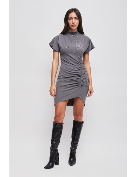 Robe courte drapée avec strass Maryley