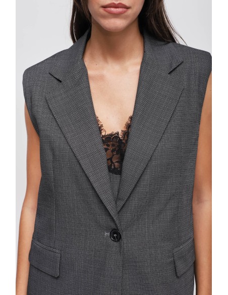 Maryley Gilet à simple boutonnage avec franges