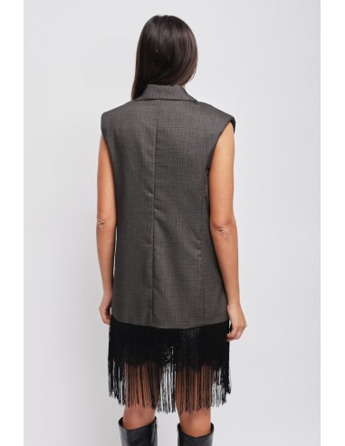 Maryley Gilet à simple boutonnage avec franges