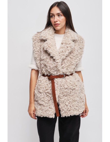 Gilet en fausse fourrure avec ceinture Maryley