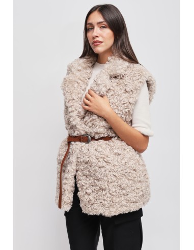 Gilet en fausse fourrure avec ceinture Maryley