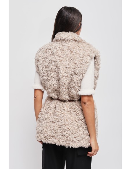Gilet en fausse fourrure avec ceinture Maryley