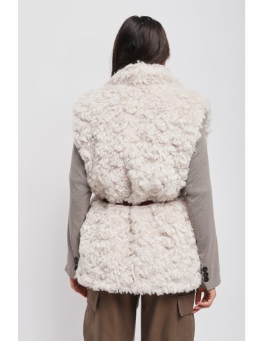 Maryley gilet van imitatiebont met riem