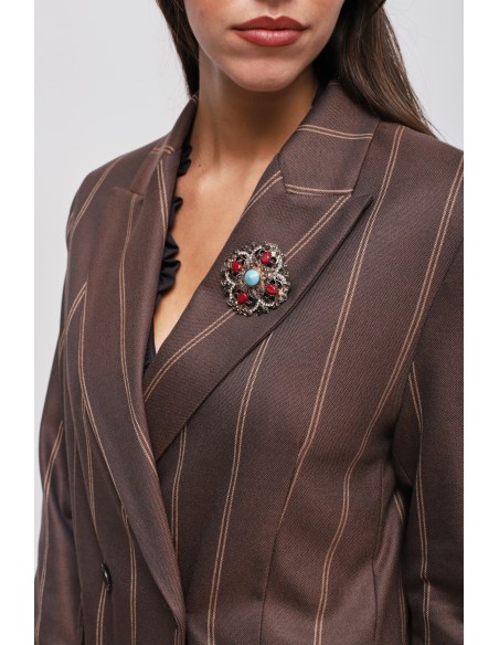 Veste à double boutonnage en pinstripe avec épingle Maryley