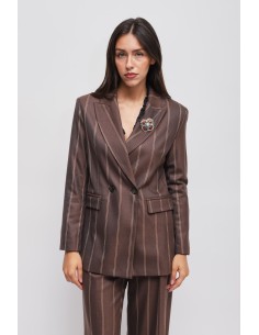 Veste à double boutonnage en pinstripe avec épingle Maryley