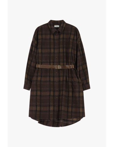 Robe courte à carreaux avec ceinture et boutons Dixie